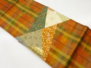 切り嵌め引箔縞に花唐草模様織出し名古屋帯